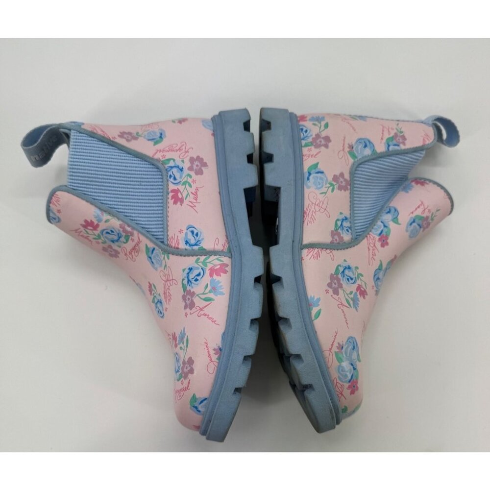 Disney X Native Kids Pink & Blue Floral Princess Rain Boots size 1 - Picture 9 of 12